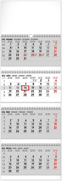 Kalendář 2026 nástěnný: 4měsíční standard skládací, 29,5 x 84,5 cm
