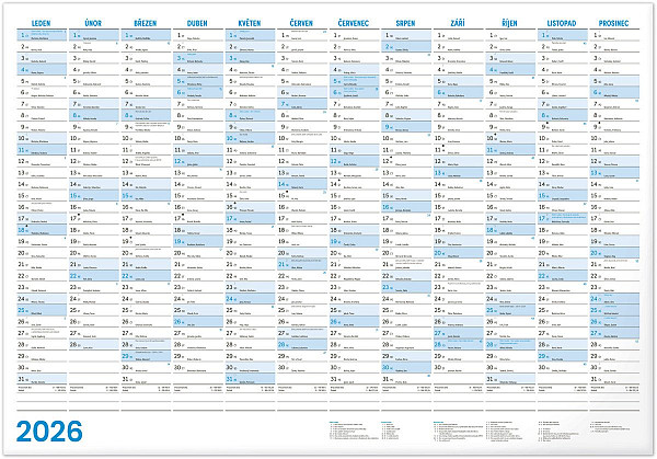 Kalendář 2026 Roční B1, 96,4 x 67 cm