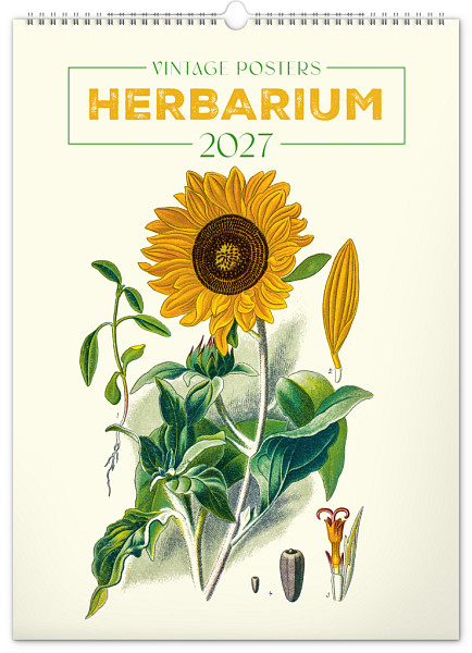 NOTIQUE Nástěnný kalendář Vintage plakáty – herbář 2027, 33 x 46 cm