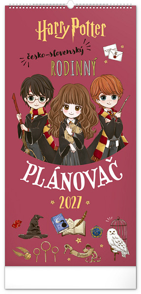 NOTIQUE Nástěnný kalendář Rodinný plánovací Harry Potter 2027, 21 x 42 cm