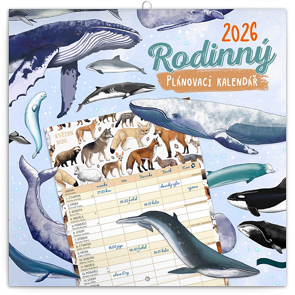 Kalendář 2026 nástěnný: Rodinný, plánovací Animalium 30 x 30 cm