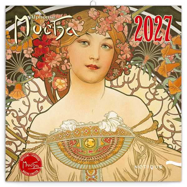 NOTIQUE Grid calendar Alphonse Mucha 2027, 30 x 30 cm
