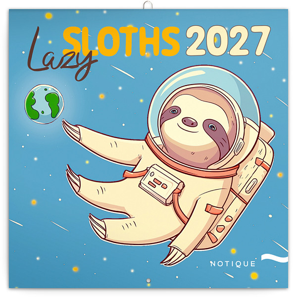Kalendář 2027 poznámkový: Pohodoví lenochodi, 30 x 30 cm