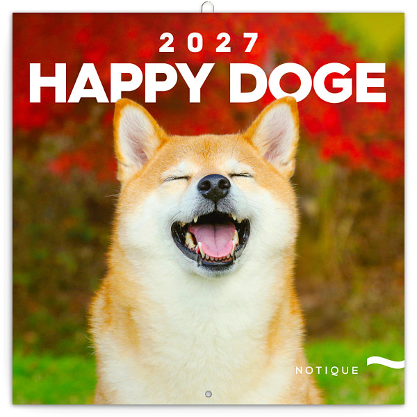 NOTIQUE Poznámkový kalendář Happy Doge 2027, 30 x 30 cm