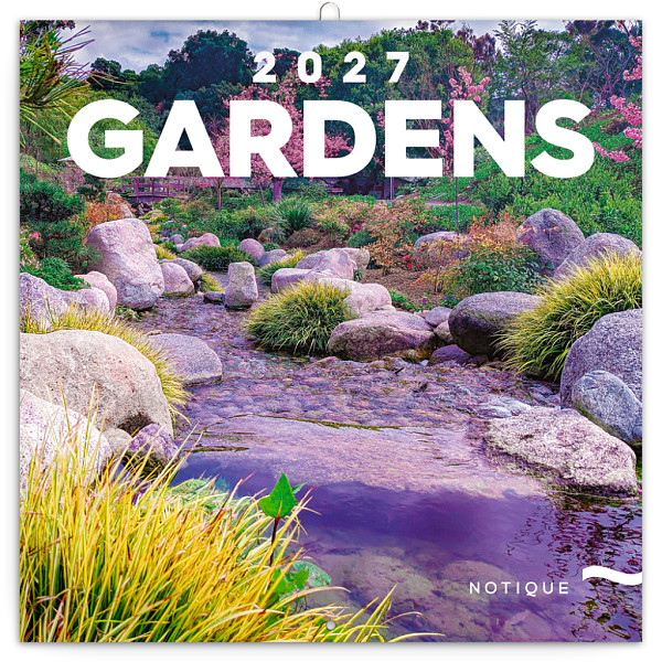 Kalendář 2027 poznámkový: Zahrady, 30 x 30 cm