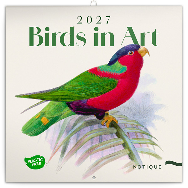 NOTIQUE Poznámkový kalendář Ptáčci 2027, PLASTIC FREE, 30 x 30 cm