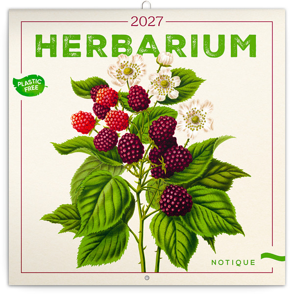 NOTIQUE Poznámkový kalendář Herbář 2027, PLASTIC FREE, 30 x 30 cm