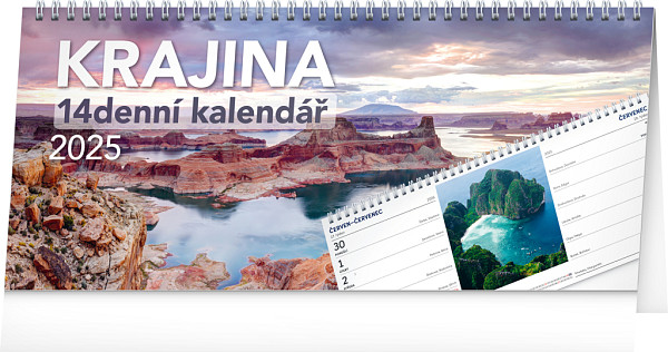 NOTIQUE Stolní kalendář Krajina 2025 – 14denní, 33 x 14,5 cm