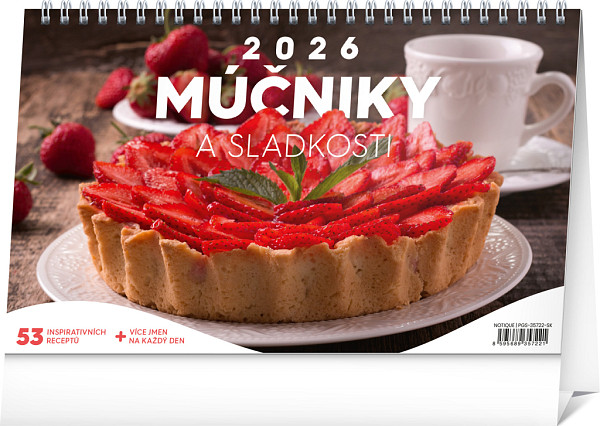 NOTIQUE Stolový kalendár Múčniky a sladkosti 2026, 23,1 x 14,5 cm