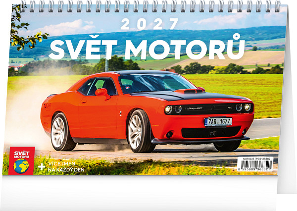 NOTIQUE Stolní kalendář Svět motorů 2027, 23,1 x 14,5 cm