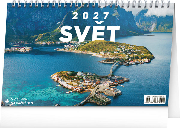 NOTIQUE Stolní kalendář Svět 2027, 23,1 x 14,5 cm