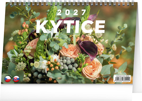 NOTIQUE Stolní kalendář Kytice CZ/SK 2027, 23,1 x 14,5 cm