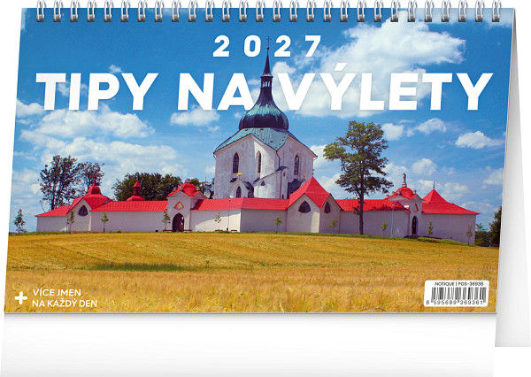 NOTIQUE Stolní kalendář Tipy na výlety 2027, 23,1 x 14,5 cm