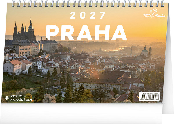 NOTIQUE Stolní kalendář Praha – Miluju Prahu 2027, 23,1 x 14,5 cm