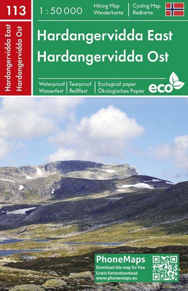 PhoneMaps 113 Hardangervidda East 1:50 000 / Turistiská mapa