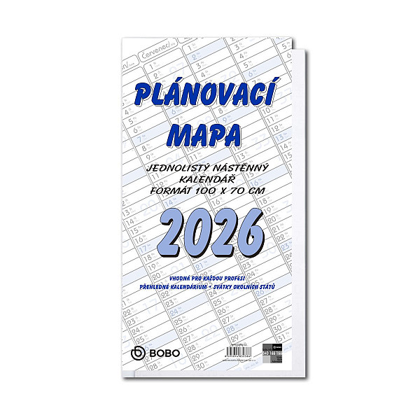 Plánovací roční mapa 2026 B1, skládaná