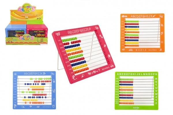 Počítadlo 100 kuliček plast 19x16cm - mix barev