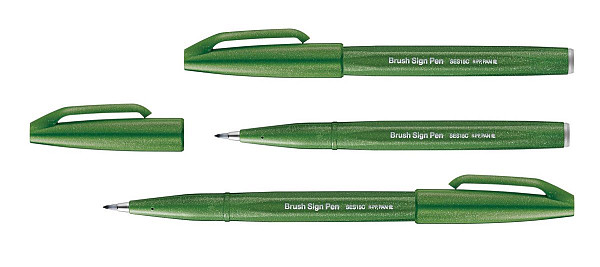 Popisovač Pentel Brush Sign Pen - olivově zelený