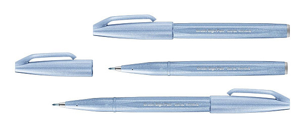 Popisovač Pentel Brush Sign Pen - šedomodrý