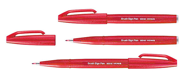 Popisovač Pentel Touch Brush - červený