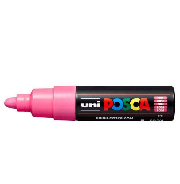 Posca akrylový popisovač PC-7M, 4,5 - 5,5 mm, růžová (s kulatým silným hrotem)