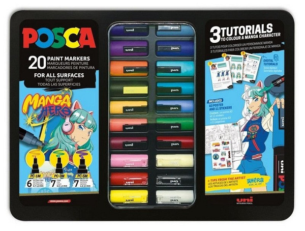 Posca sada popisovačů PC-1M/PC-3M/PC-5M - MANGA HERO (20 ks)