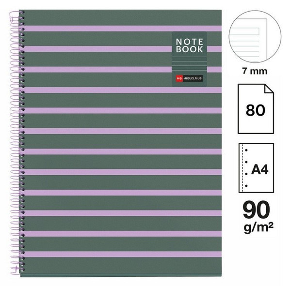 Poznámkový blok Between the Lines NB-1, A4, 90g, karton, 80 listů, linka, Ash