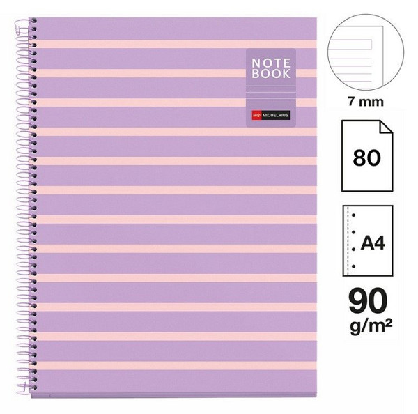 Poznámkový blok Between the Lines NB-1, A4, 90g, karton, 80 listů, linka, Mauve