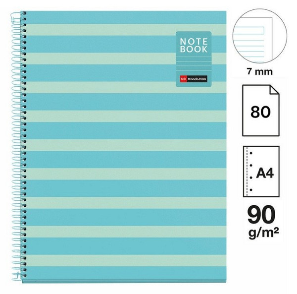 Poznámkový blok Between the Lines NB-1, A4, 90g, karton, 80 listů, linka, Sky Blue