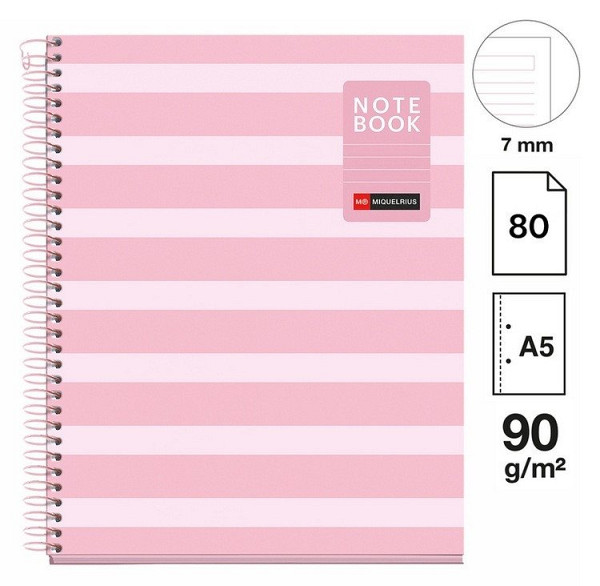 Poznámkový blok Between the Lines NB-1, A5, 90g, karton, 80 listů, linka, Pink