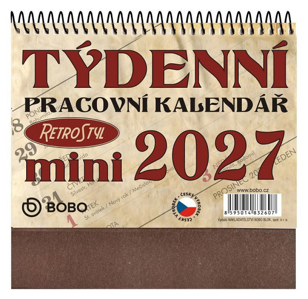 Pracovní kalendář 2027 MINI Retro