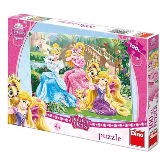 Princezny s mazlíčky v parku - puzzle 100 XL dílků