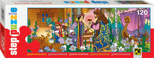 Puzzle 120 Panorama: Ruské pohádky - Šarlatový květ