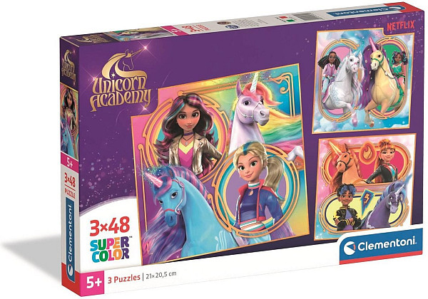 Puzzle Akademie jednorožců 3x48 dílků