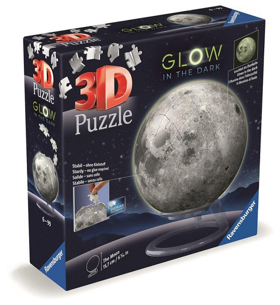 3D Puzzle-Ball: Měsíc svítící ve tmě 72 dílků
