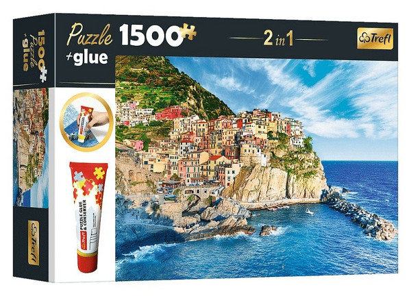 Puzzle Manarola, Ligurie, Itálie 2v1 1500 dílků + lepidlo