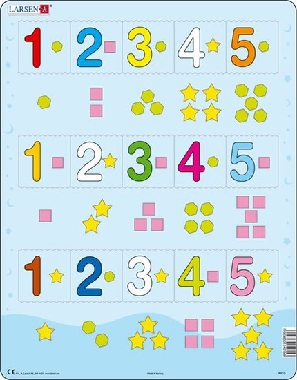 Puzzle MAXI - Čísla 1-5 s grafickými znaky/15 dílků