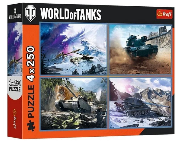 Puzzle World of Tanks: Velká bitva tanků 4x250 dílků