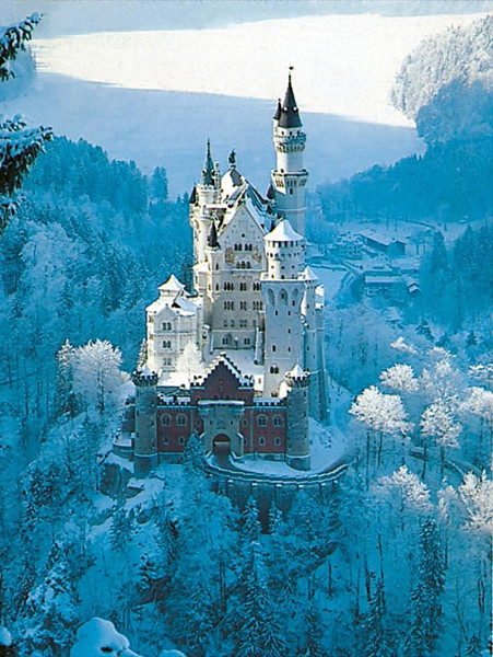 Puzzle Zámek Neuschwanstein v zimě 1500 dílků