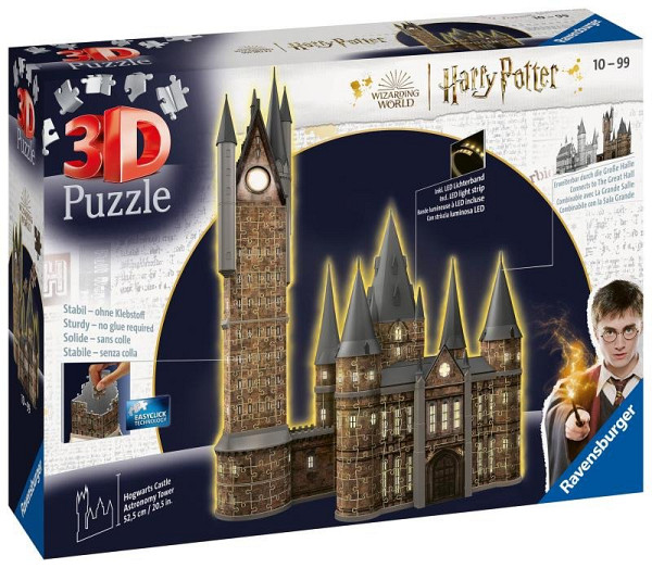 Puzzle 3D Harry Potter: Bradavický hrad - Astronomická věž 540 dílků (noční edice)
