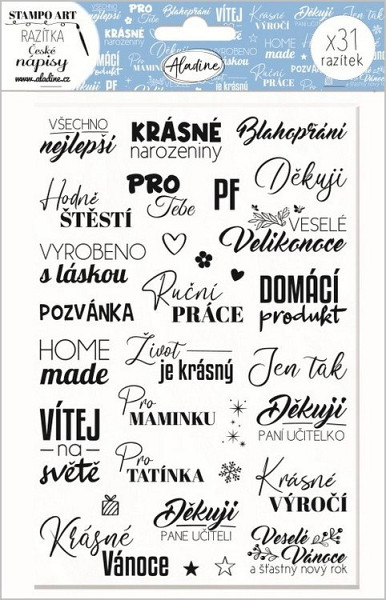 Razítka Aladine Stampo Art, 31 ks - České nápisy