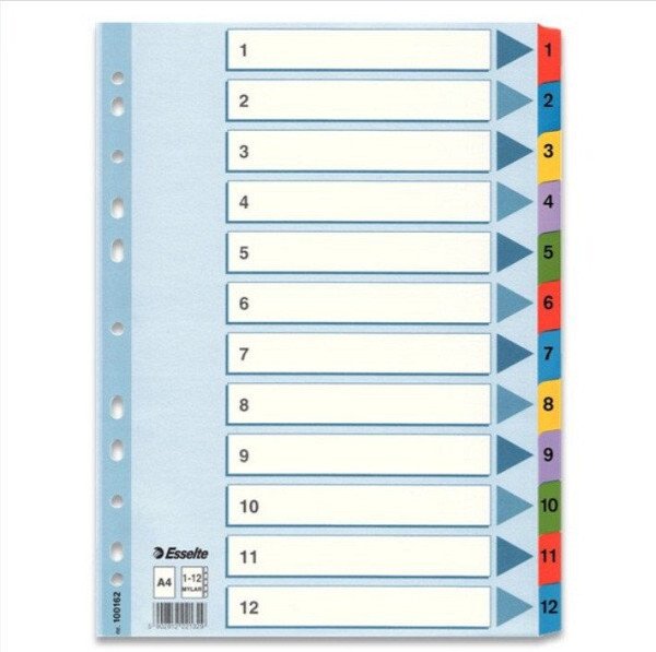 Rozlišovač Esselte Mylar - 1 - 12, 12 listů