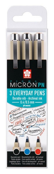 SAKURA sada Pigma Micron PN - 3 ks (černý, modrý, červený)