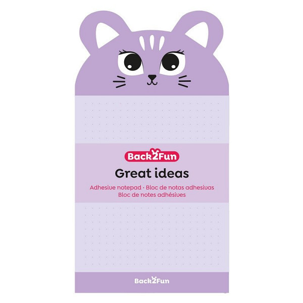 Samolepicí bloček - Kotě, 60 listů, 90 g, tečky, fialový