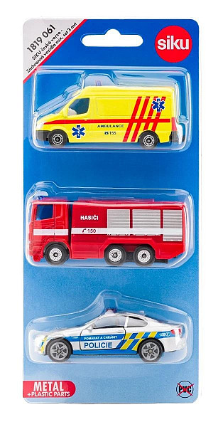 SIKU Set mix policie, hasiči, ambulance