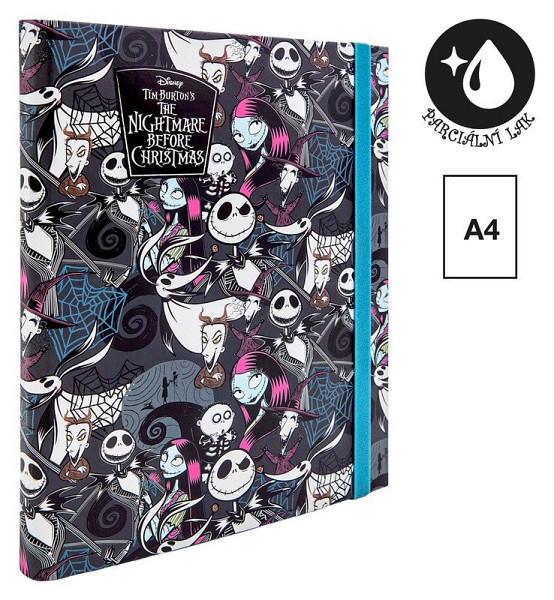Školní box s gumičkou, Tim Burton 1, A4, černé
