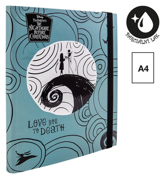 Školní box s gumičkou, Tim Burton 3, A4, šedo-modré