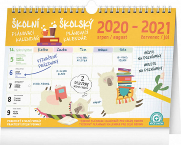 Školní plánovací kalendář s háčkem /srpen 2020 - červenec 2021/