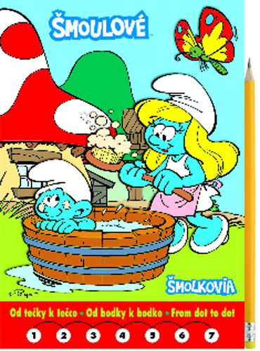 Šmoulové Omalovánky - Od tečky k tečce + grafitová tužka s gumou