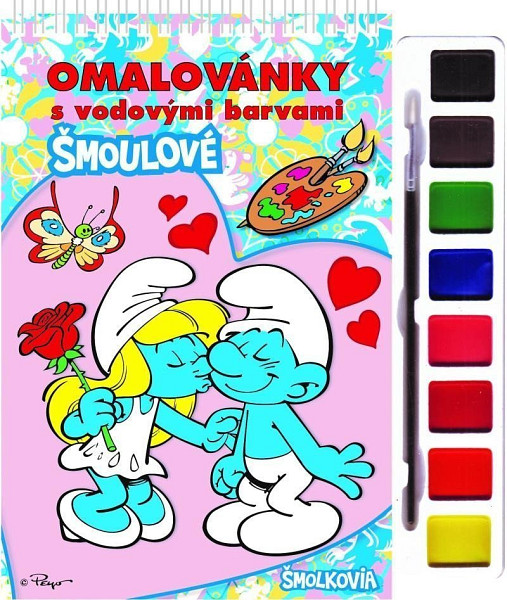 Šmoulové - Omalovánky s vodovými barvami a štětcem